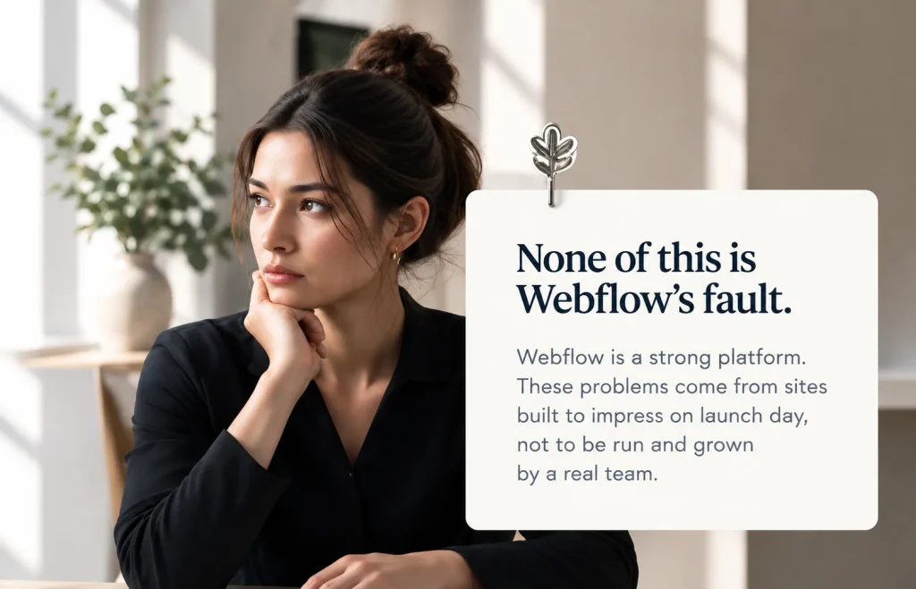 Most businesses don't come to us asking for Webflow